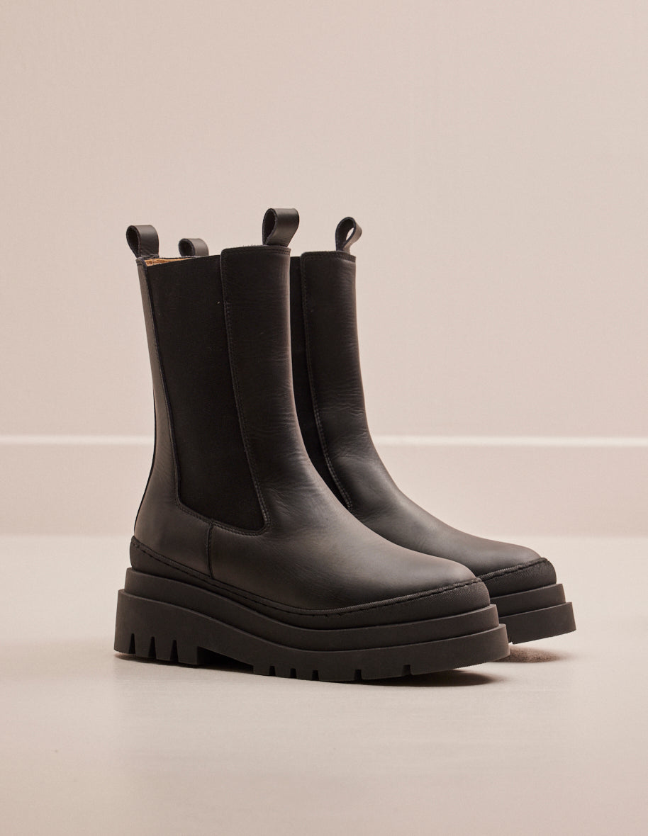 Ankle boots Agatha - Black leather – M. Moustache