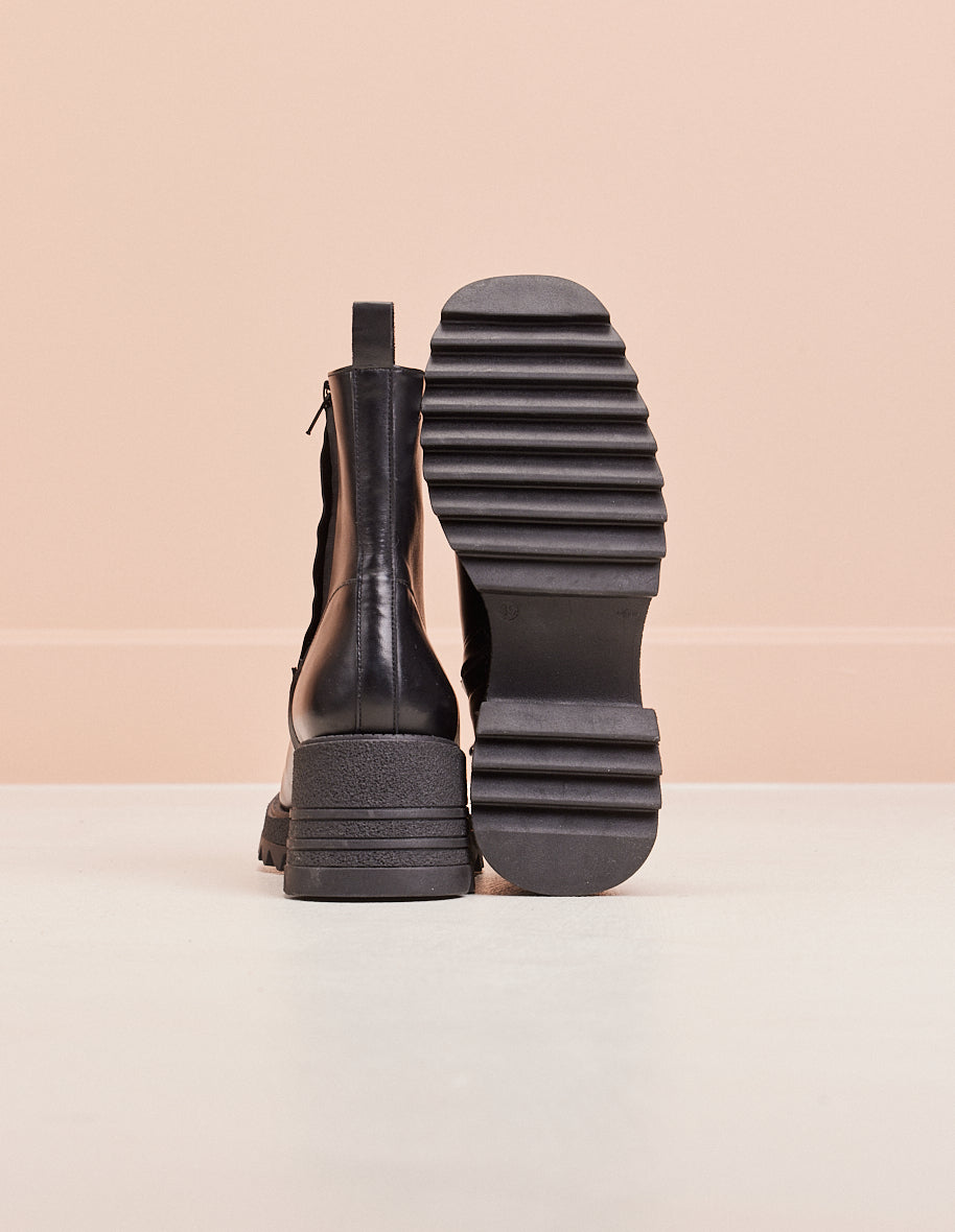 Heeled boots Ludivine - Black leather