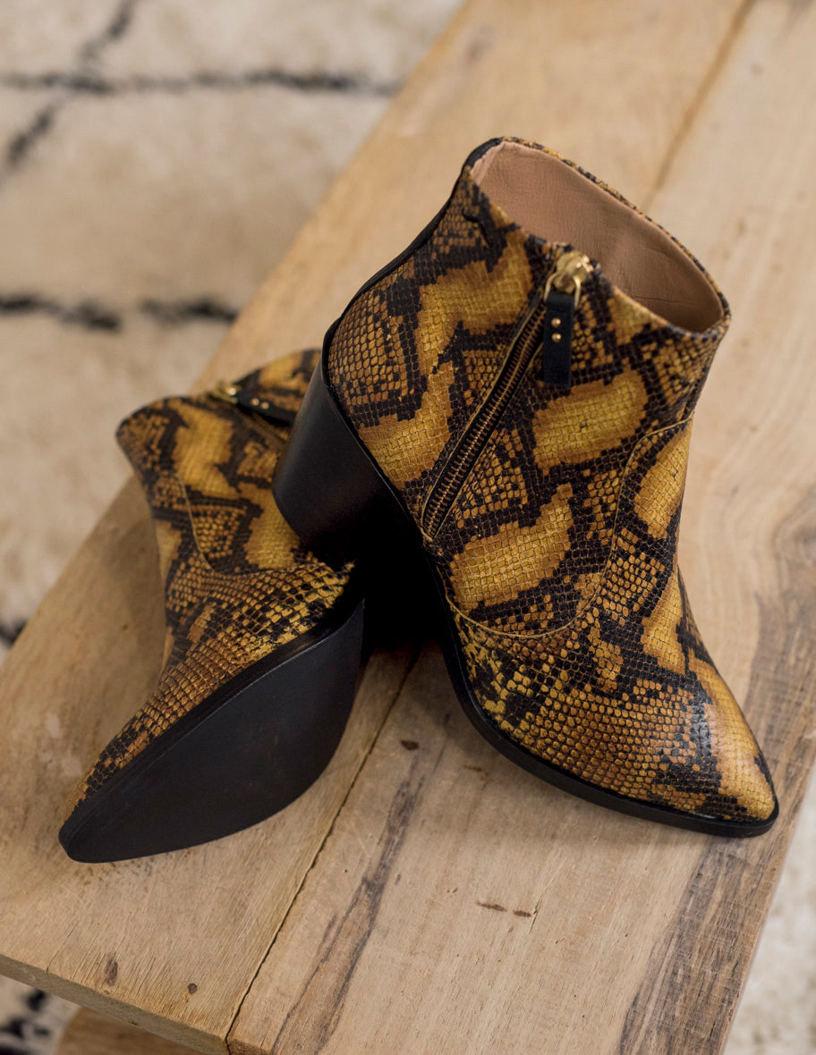 Celestial boots - Python Cognac leather