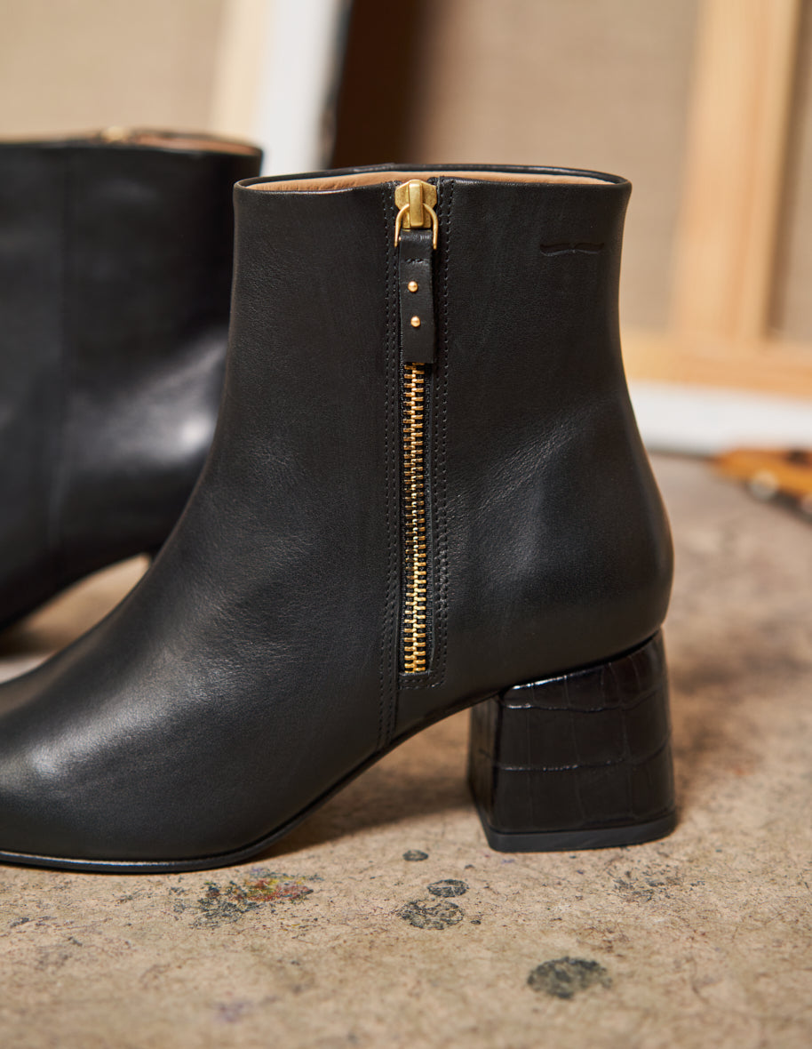 Heeled boots Gisèle - Black leather