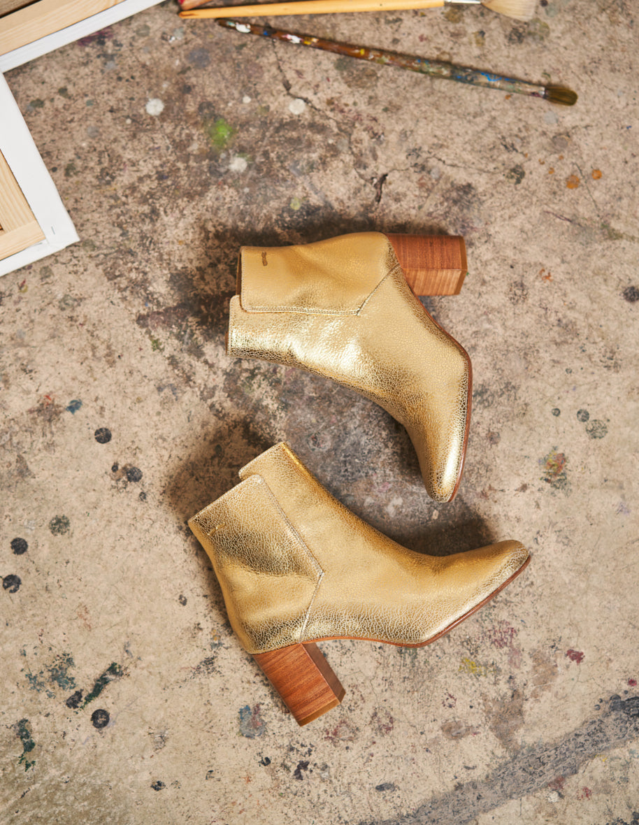 Heeled boots Mathilde H - Golden cracked leather
