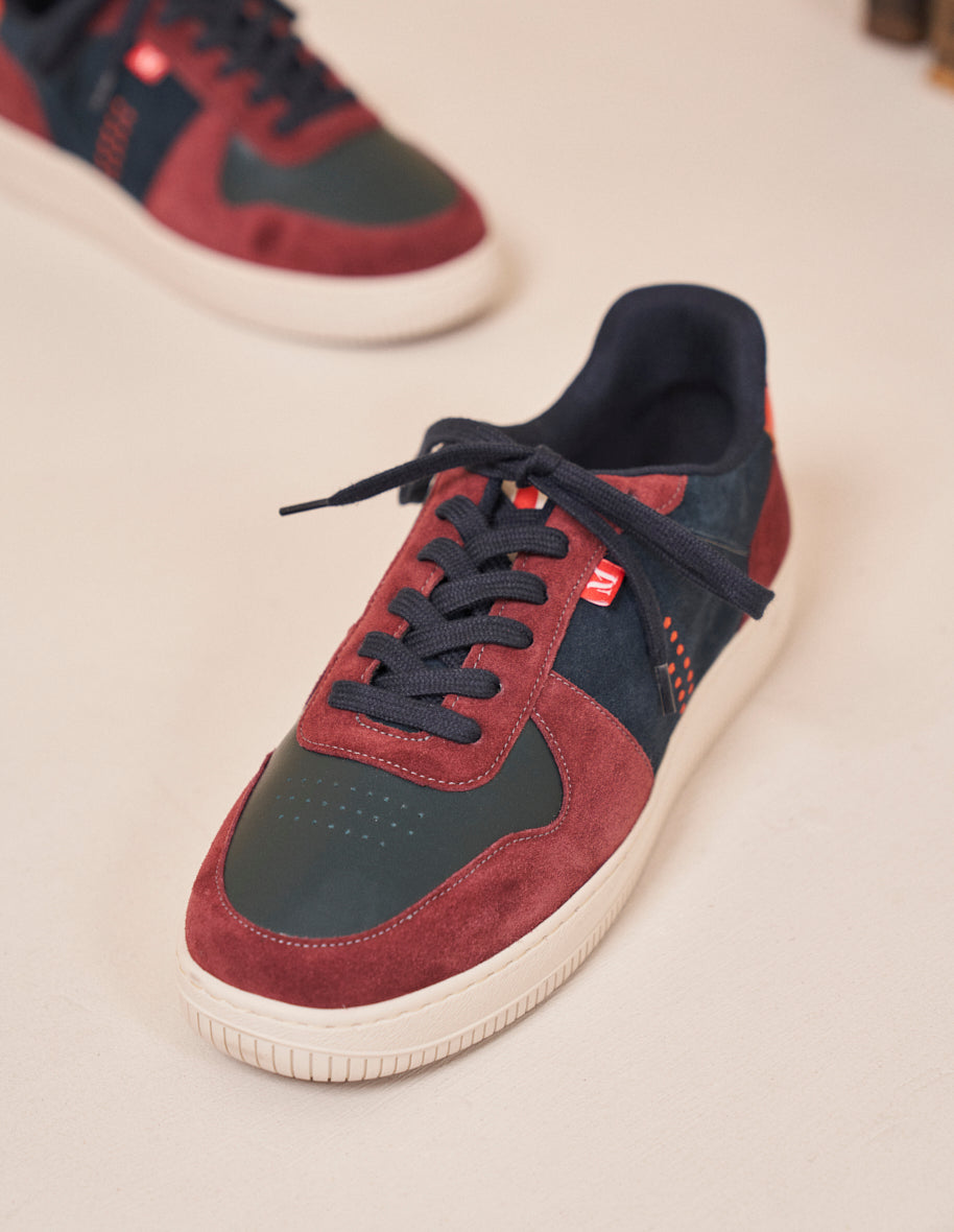 Low-top trainers Maxence H - Burgundy & petrol blue leather and suede