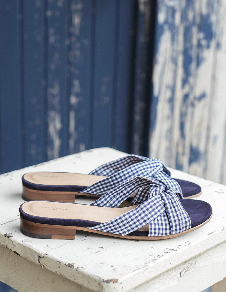 Antoinette sandals - Vichy Marine fabric