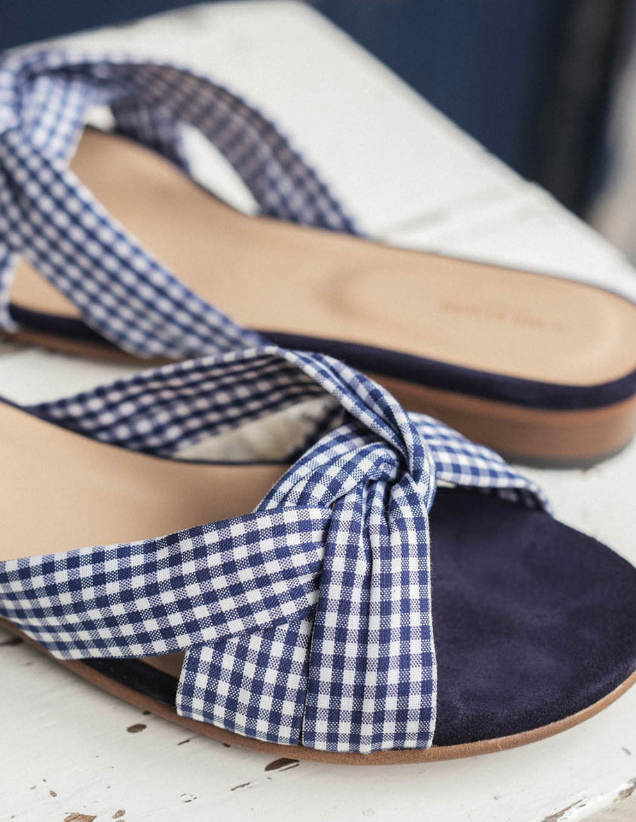 Antoinette sandals - Vichy Marine fabric