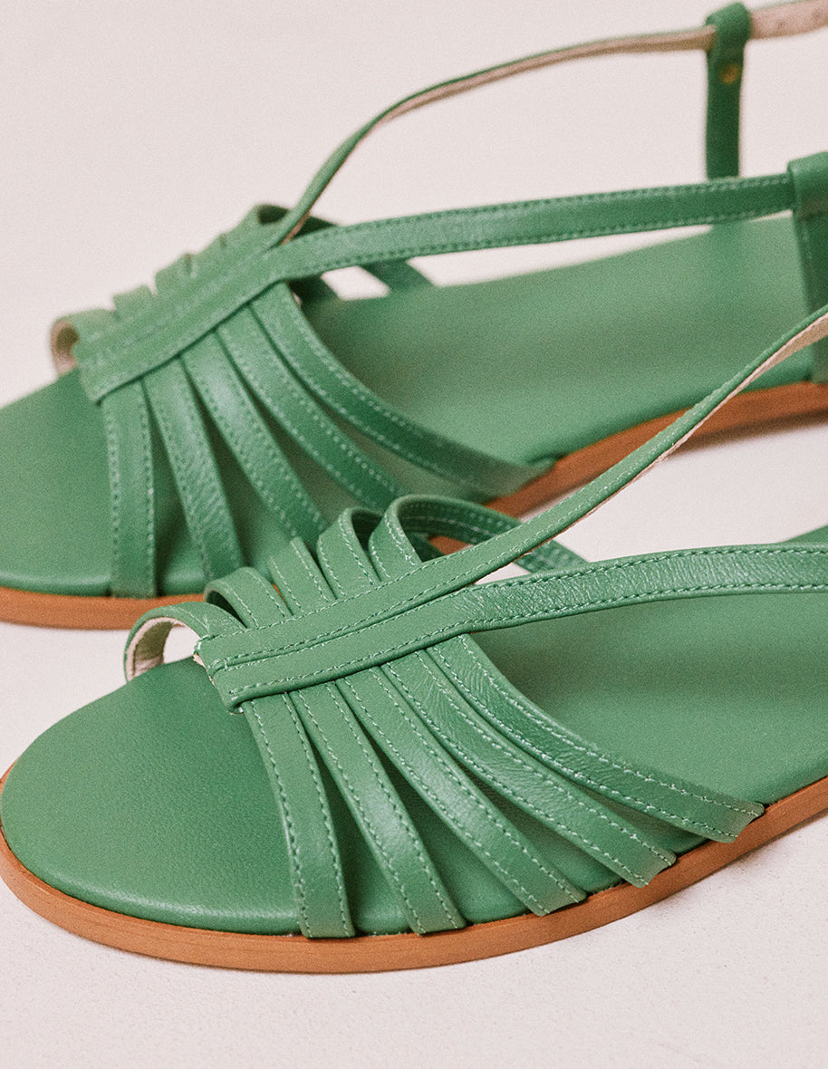 Sandals Ninon B - Green leather