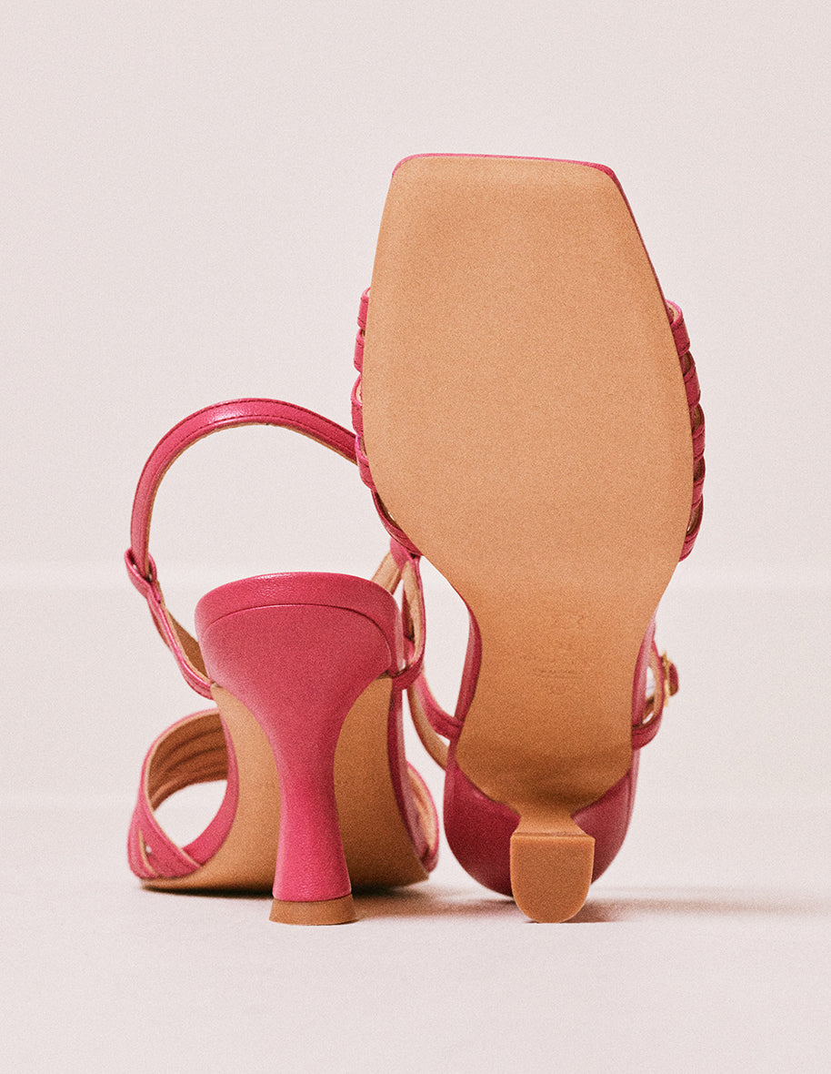 Heeled sandals Ninon M - Fuchsia leather
