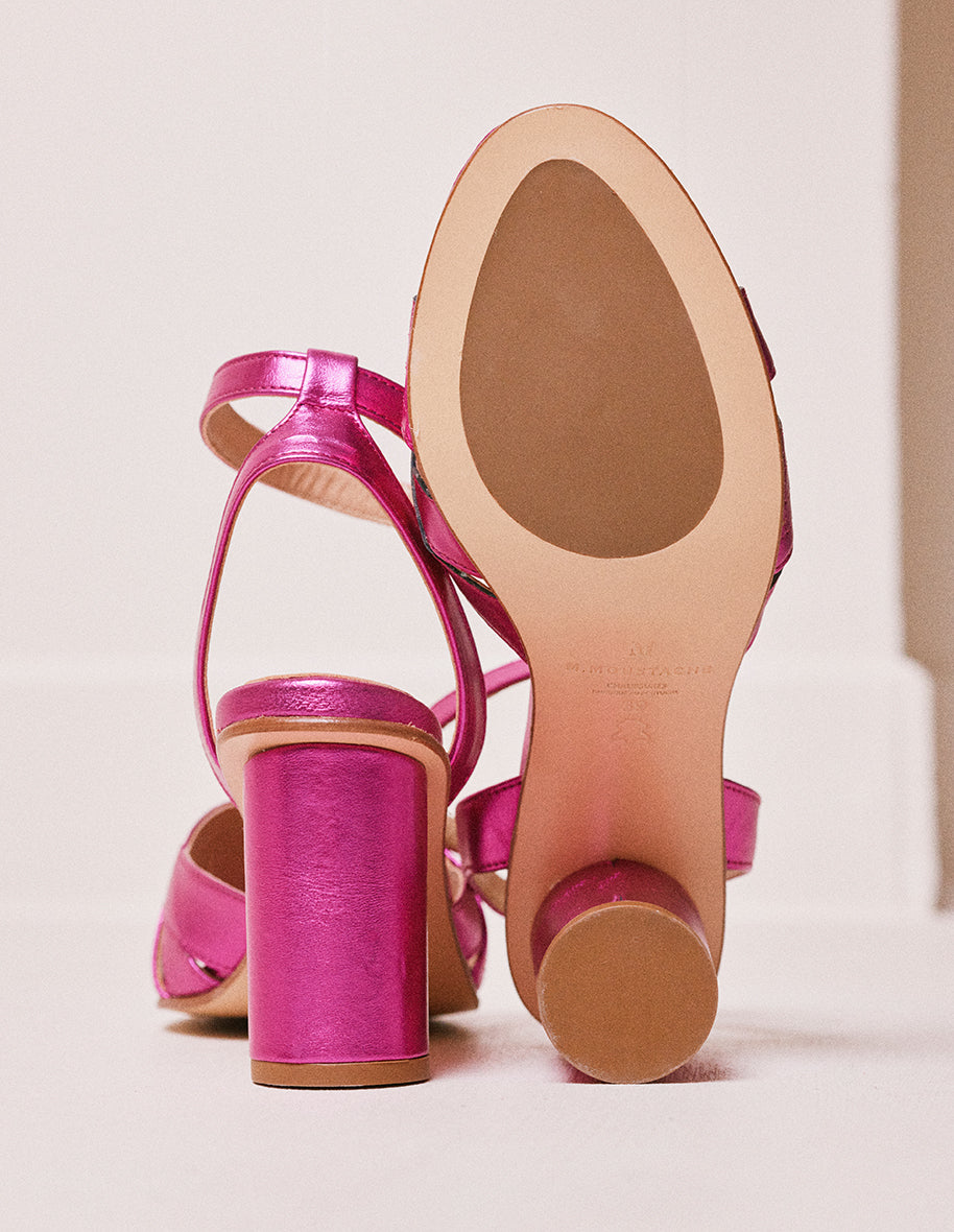 Heeled sandals Rebecca - Fuchsia metallic leather