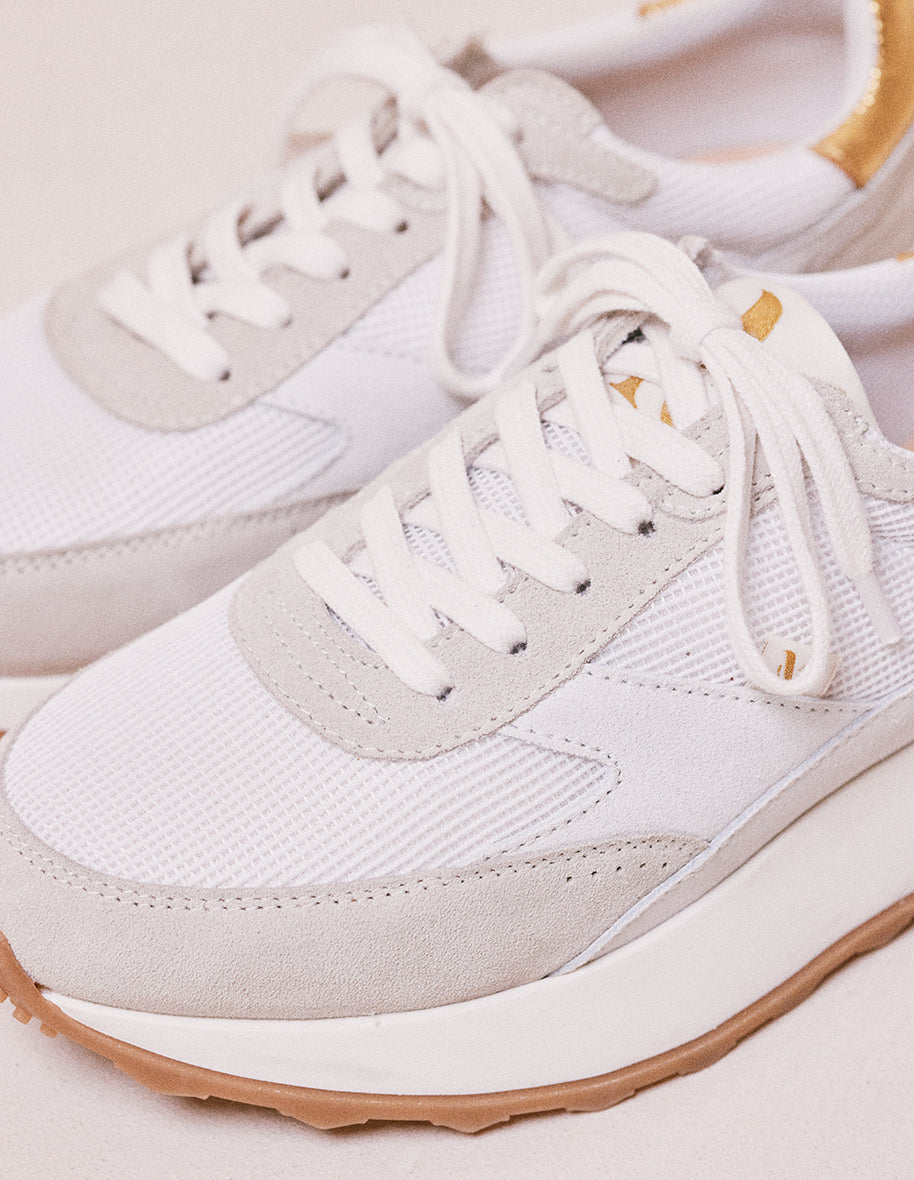 Low-top trainers Yaelle - White and Golden suede and mesh
